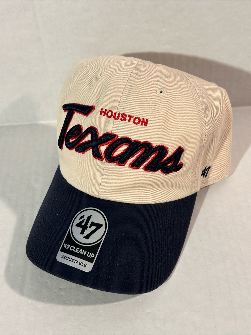 Houston Texans '47 Clean Up Script Strapback Hat Navy Blue Adjustable Cap NFL